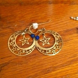 Celestial filigree earrings w blue lapis bead